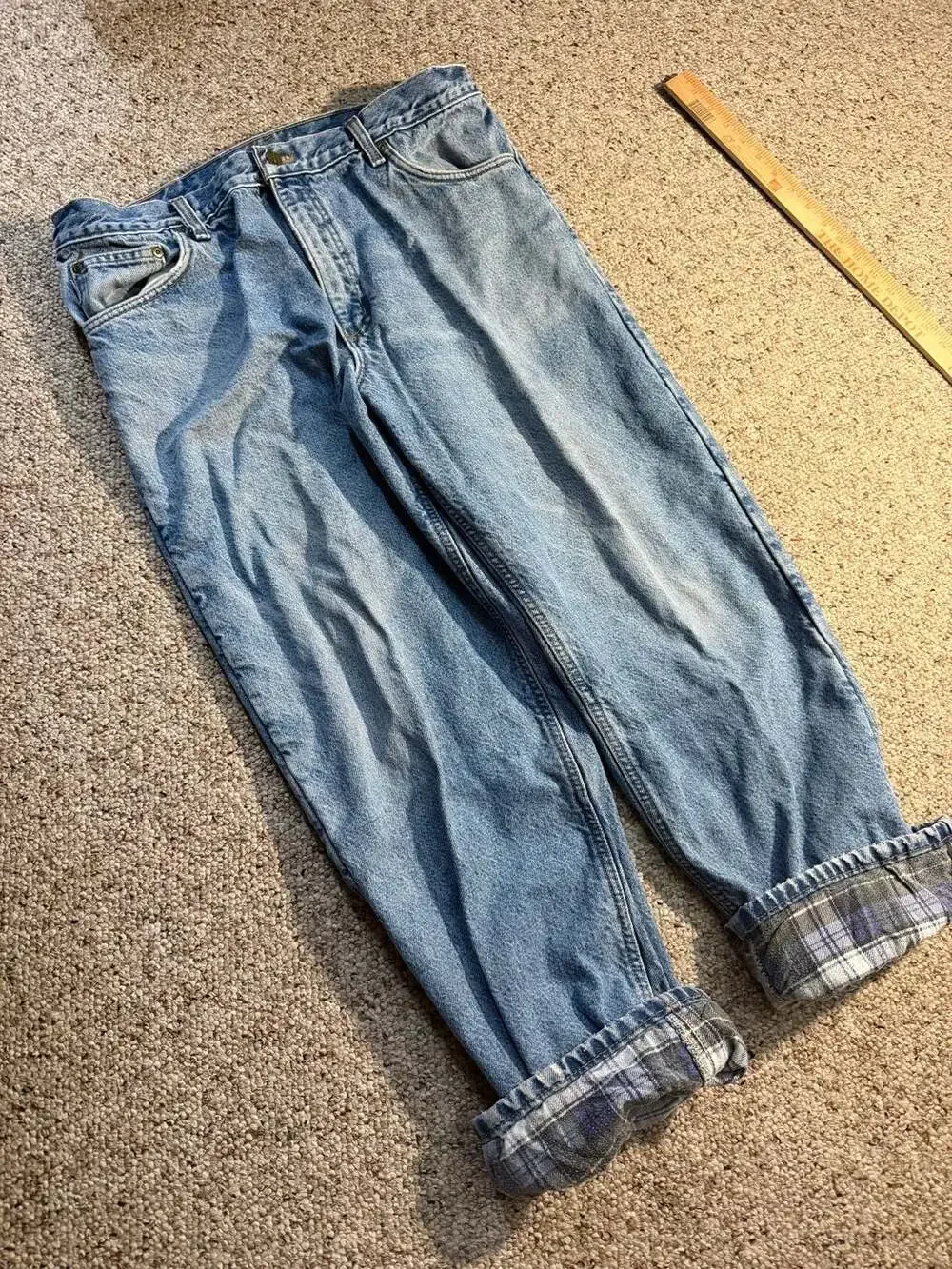 Vintage Carhartt Relaxed‎ Fit Flannel Lined Blue Denim Jeans